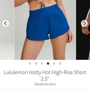 Lululemon hotty hot high rise 2.5” - symphony blue - size 8